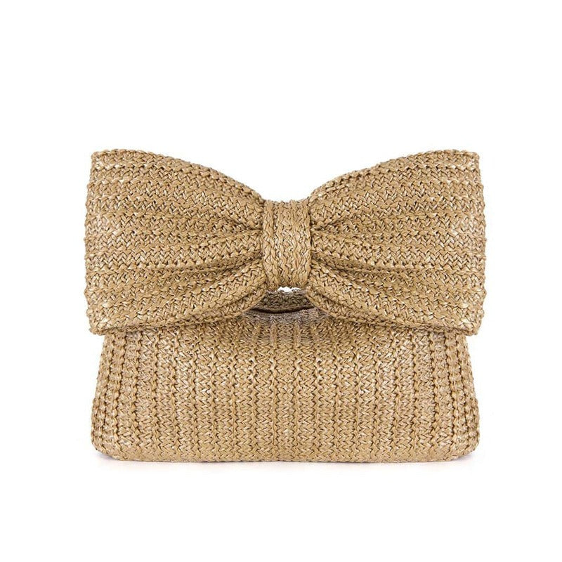 Bow knot grass woven handbag small bag hand-held bag - V.I.P Digital Presence
