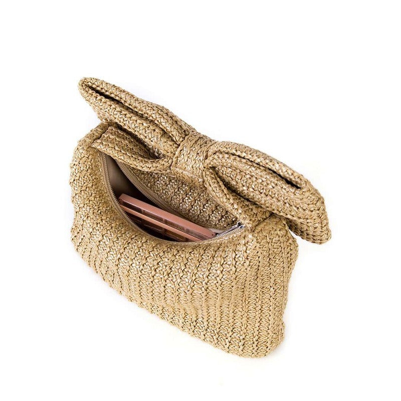 Bow knot grass woven handbag small bag hand-held bag - V.I.P Digital Presence