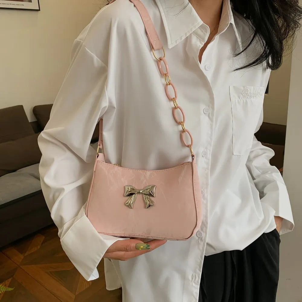 Bow PU Leather Shoulder Bag - V.I.P Digital Presence