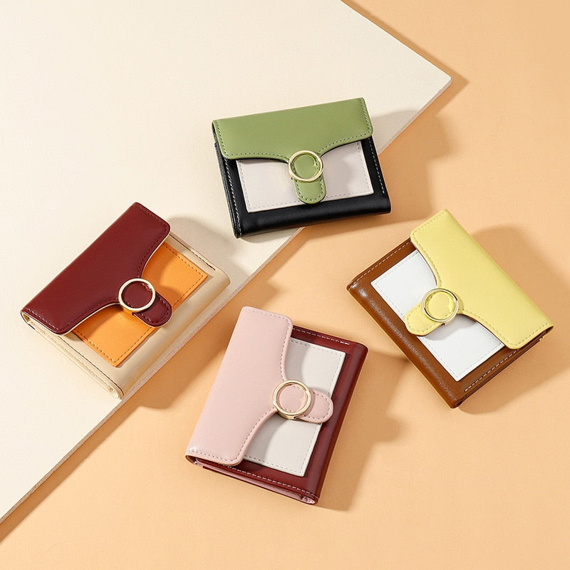 Brand Designer Geometric Panelled Trifold Women Wallet Pu Leather Zipper Coin Ladies Small Purse Card Holder Short Female Wallet - V.I.P Digital Presence