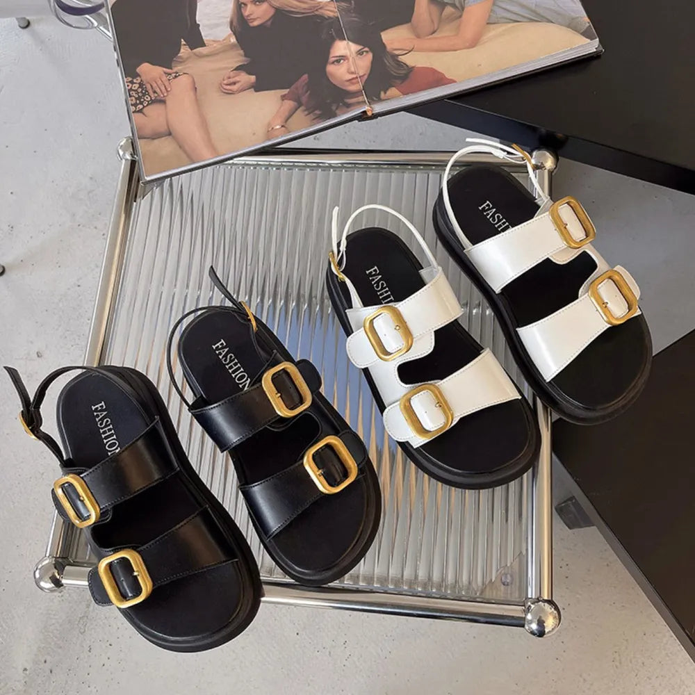 Buckle Open Toe Platform Sandals - V.I.P Digital Presence