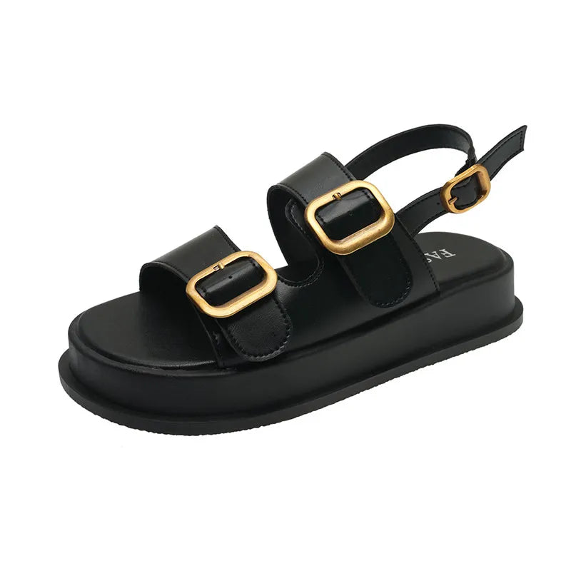 Buckle Open Toe Platform Sandals - V.I.P Digital Presence