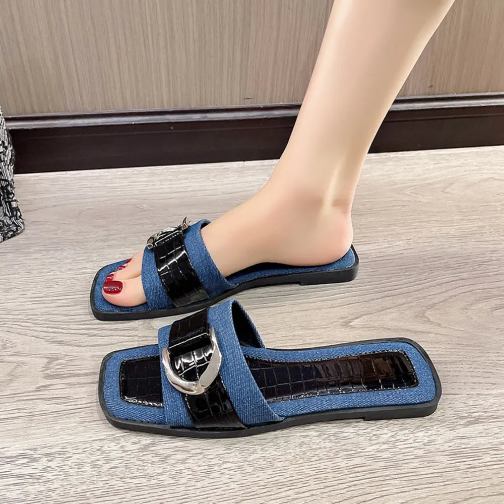 Buckle Trim Open Toe Sandals - V.I.P Digital Presence