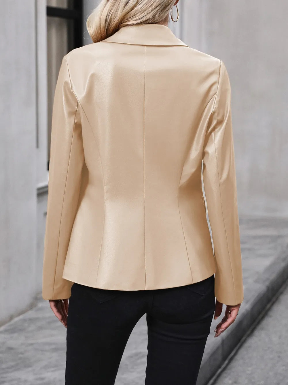 Button Up Collared Neck Blazer - V.I.P Digital Presence