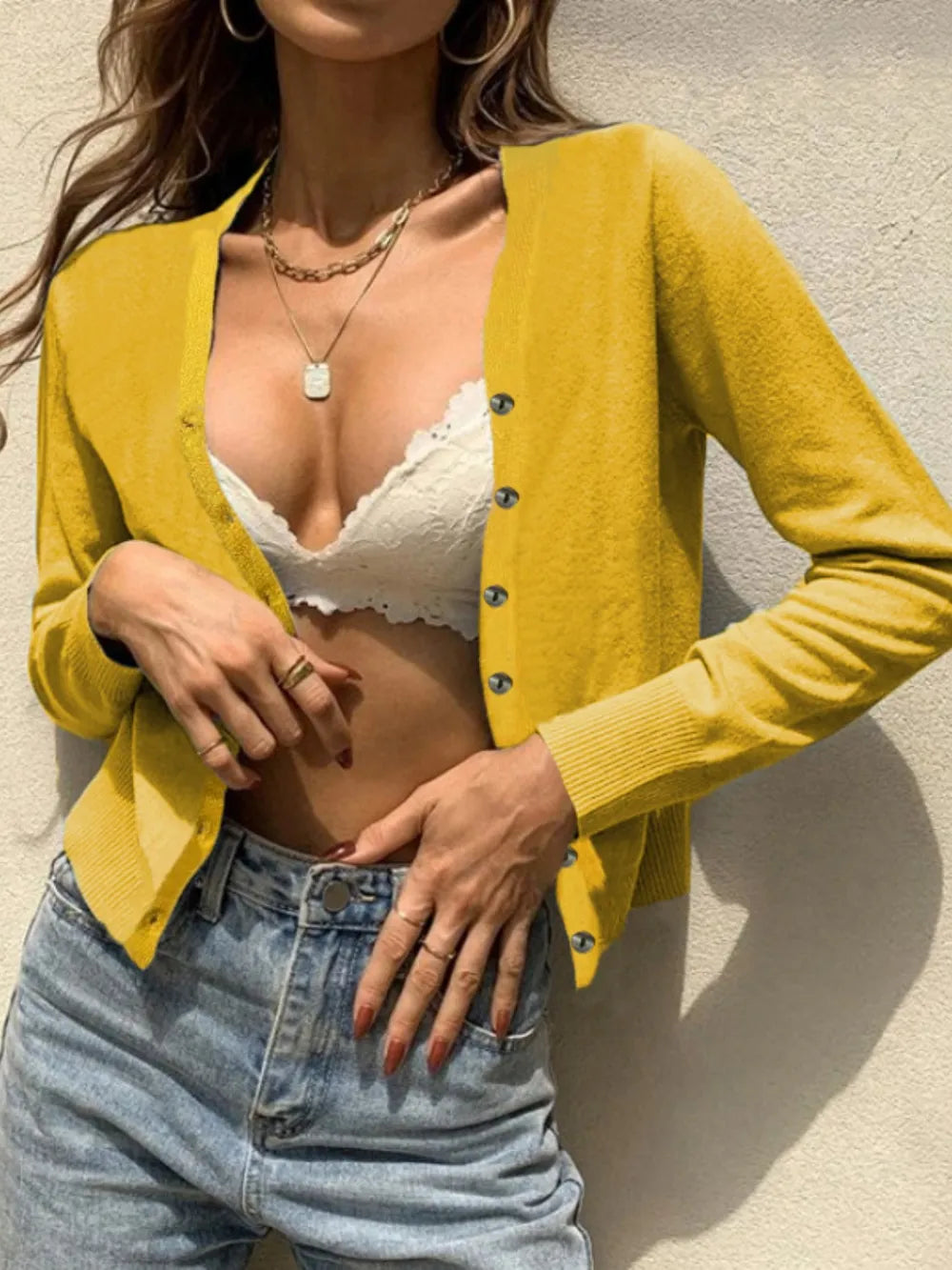 Button Up Long Sleeve Cardigan - V.I.P Digital Presence