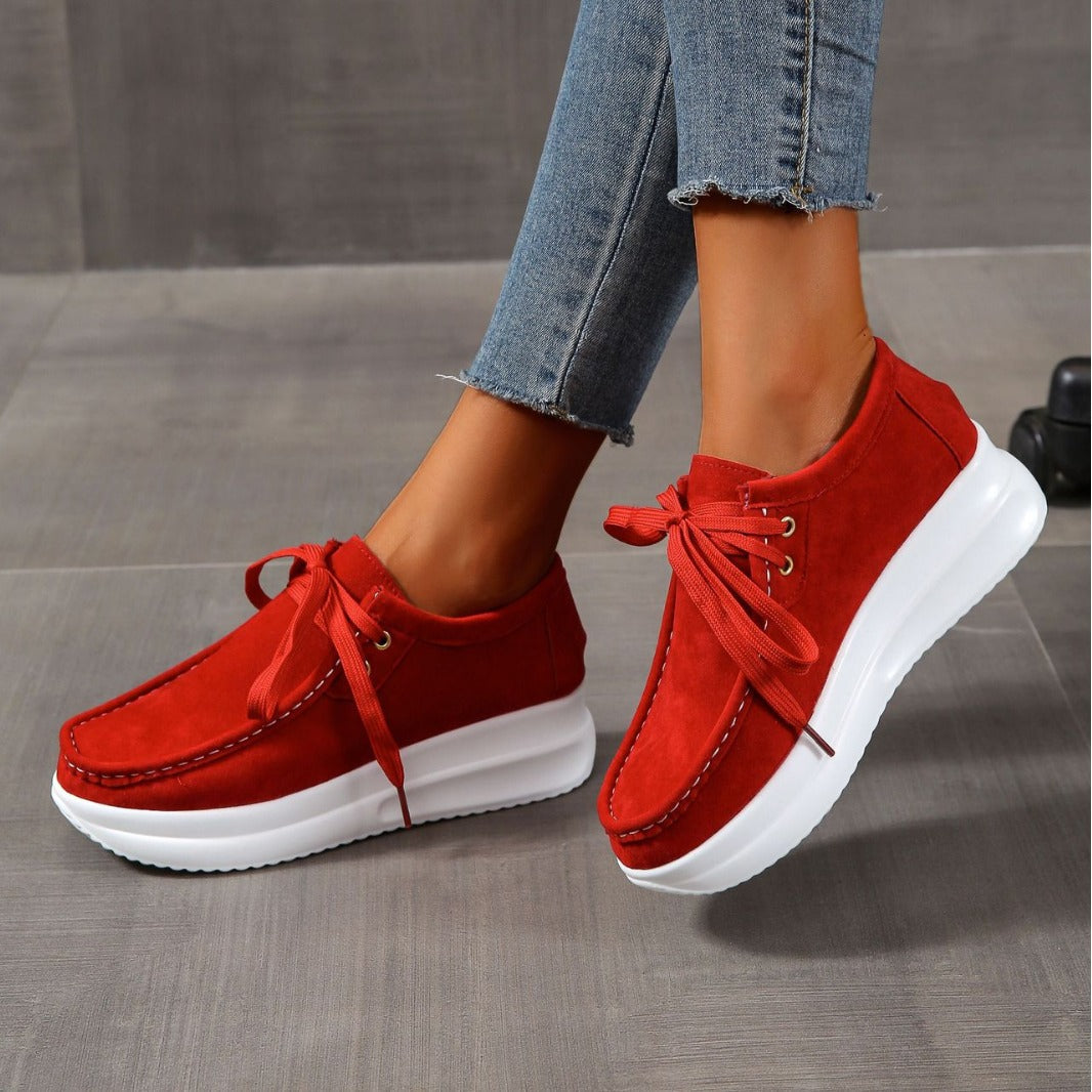Casual sports single shoe round toe lace up flat bottom comfortable mesh women's shoes - V.I.P Digital Presence