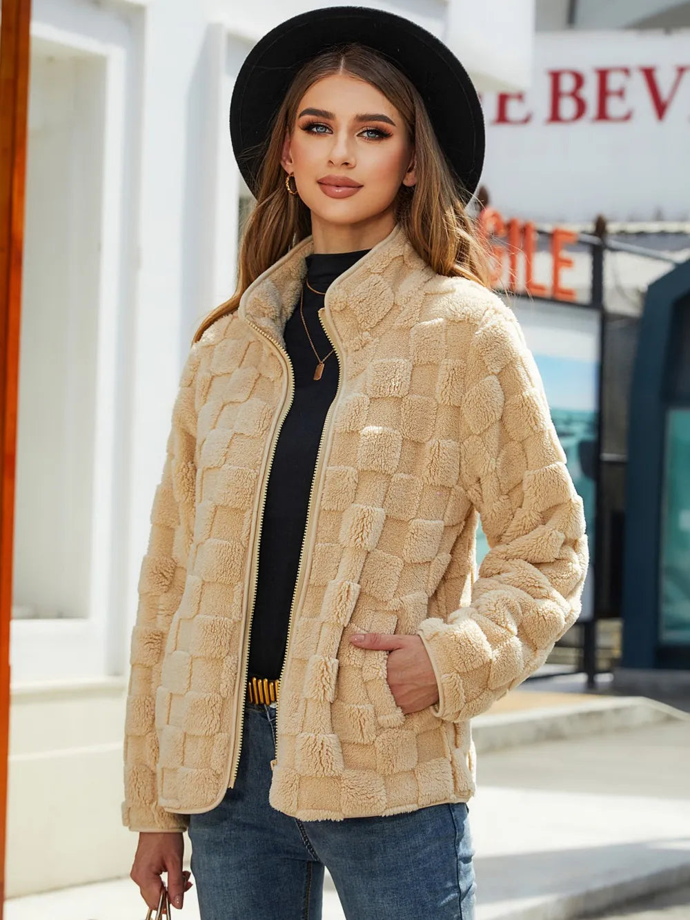 Checkered Zip Up Jacket - V.I.P Digital Presence