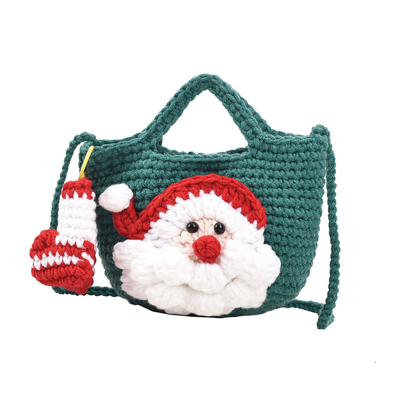 Christmas pure handmade woolen knitted bag new style women's bag fashionable versatile shoulder bag Santa Claus finished bag - V.I.P Digital Presence