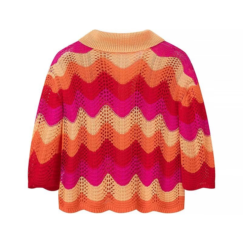 Collar striped contrasting knit shirt+half skirt set - V.I.P Digital Presence