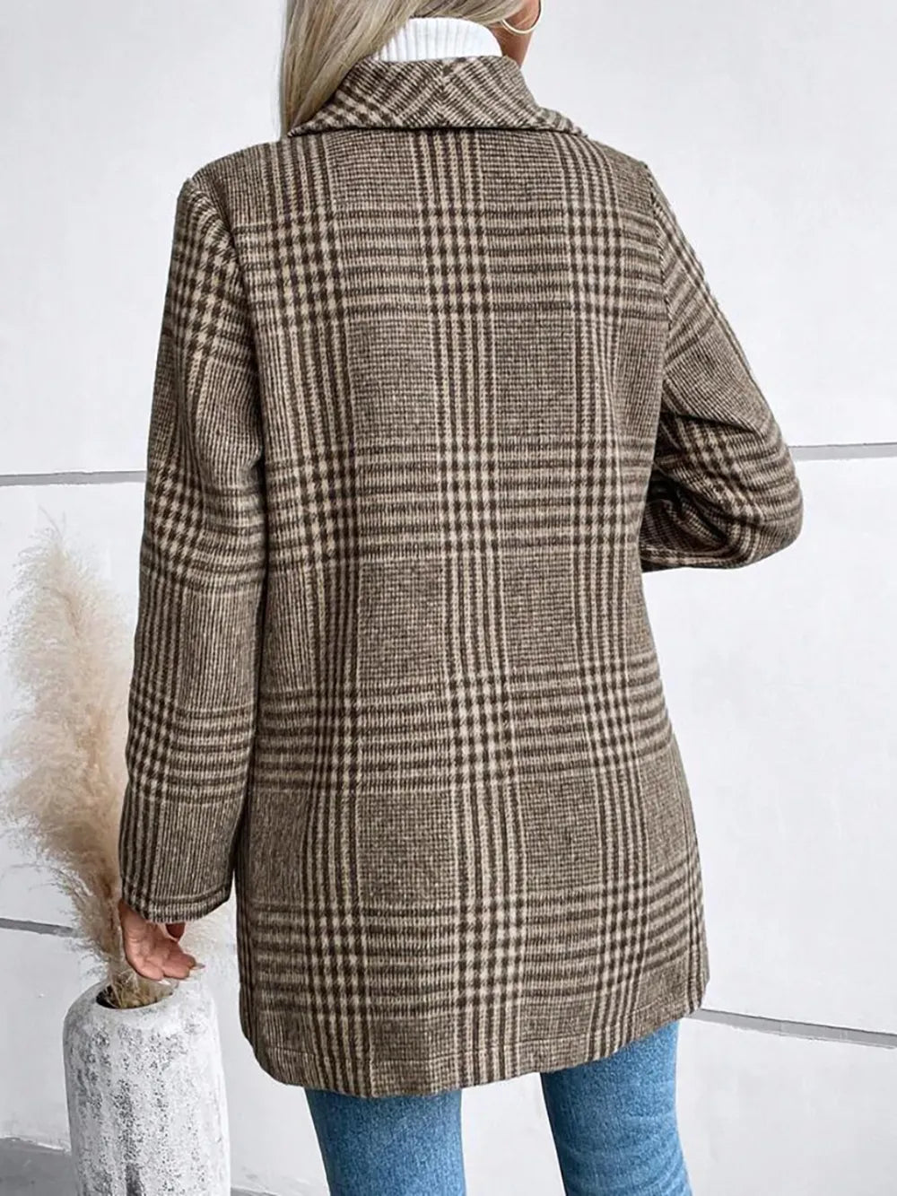 Collar woolen plaid coat with slim fit temperament - V.I.P Digital Presence