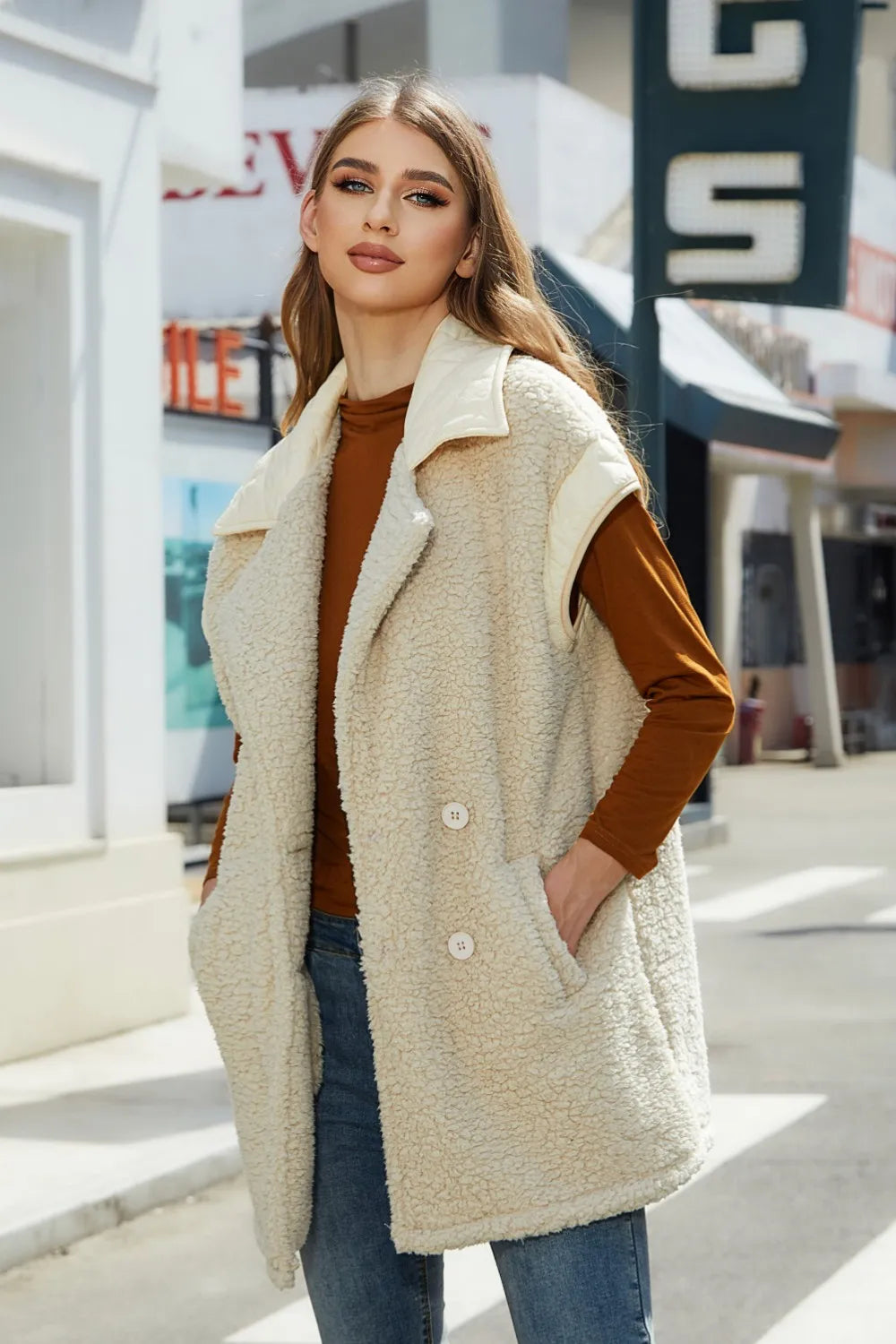 Collared Neck Button Up Vest Coat - V.I.P Digital Presence