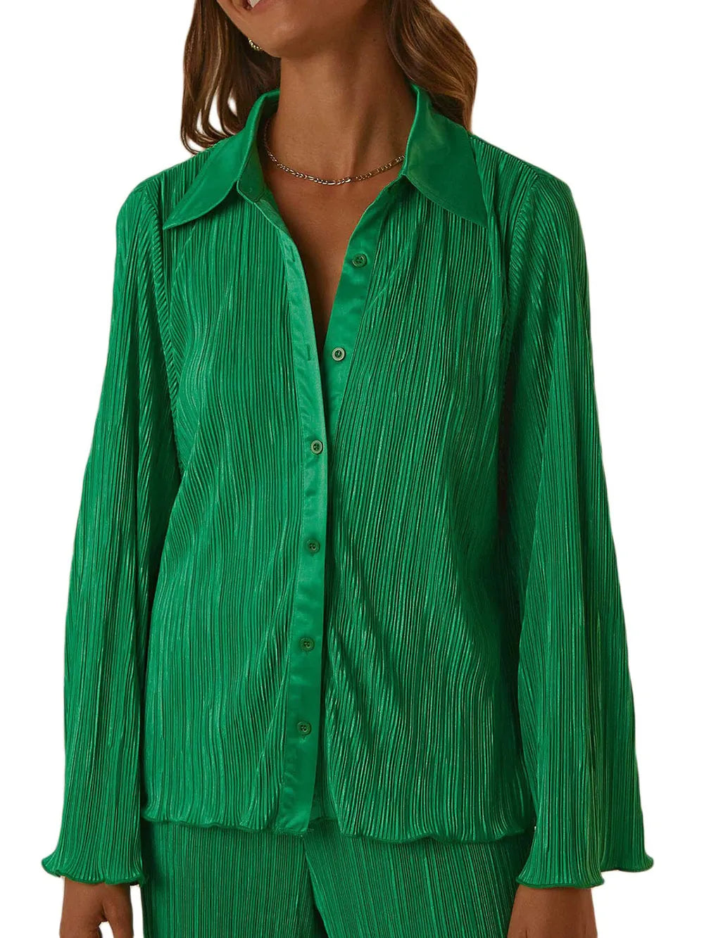 Collared Neck Long Sleeve Top and Pants Lounge Set - V.I.P Digital Presence