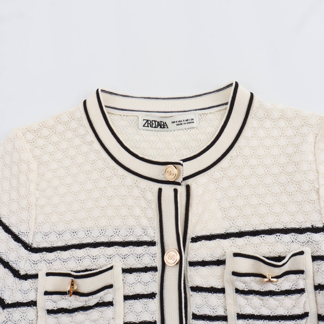 Color blocking striped women's knitted sweater top+striped hollow knitted skirt set for women - V.I.P Digital Presence