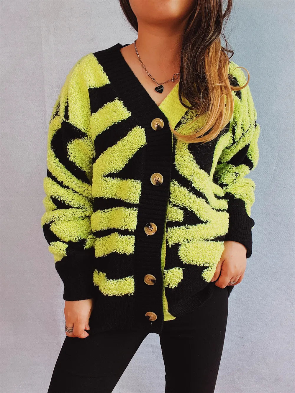 Contrast Button Up Long Sleeve Cardigan - V.I.P Digital Presence