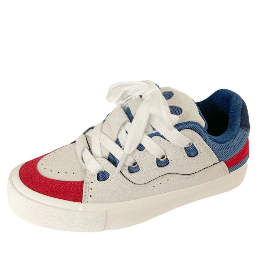 Contrast Lace Up Round Toe Flats Sneakers - V.I.P Digital Presence