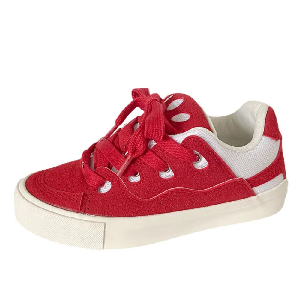 Contrast Lace Up Round Toe Flats Sneakers - V.I.P Digital Presence