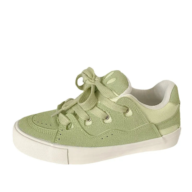 Contrast Lace Up Round Toe Flats Sneakers - V.I.P Digital Presence