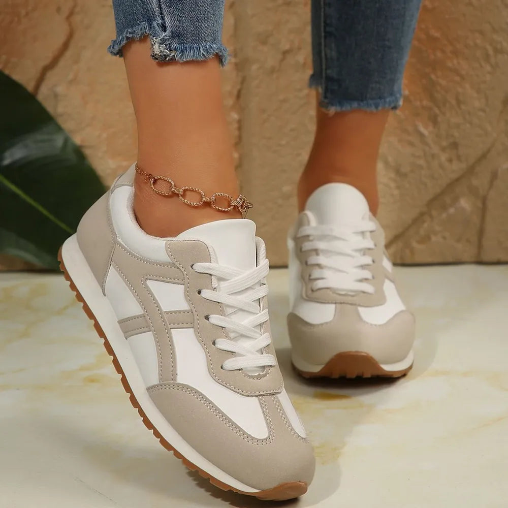 Contrast Lace Up Round Toe Sneakers - V.I.P Digital Presence