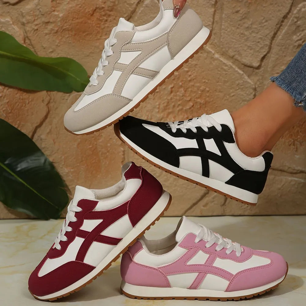Contrast Lace Up Round Toe Sneakers - V.I.P Digital Presence