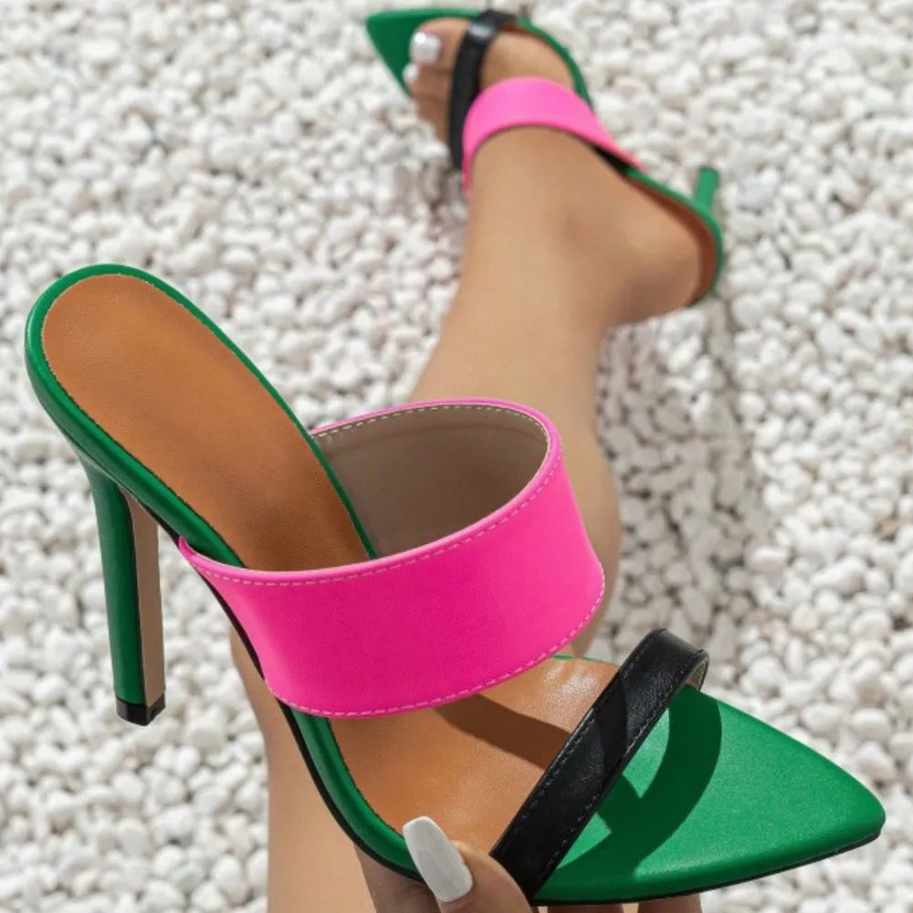 Contrast Open Toe Stiletto Sandals - V.I.P Digital Presence