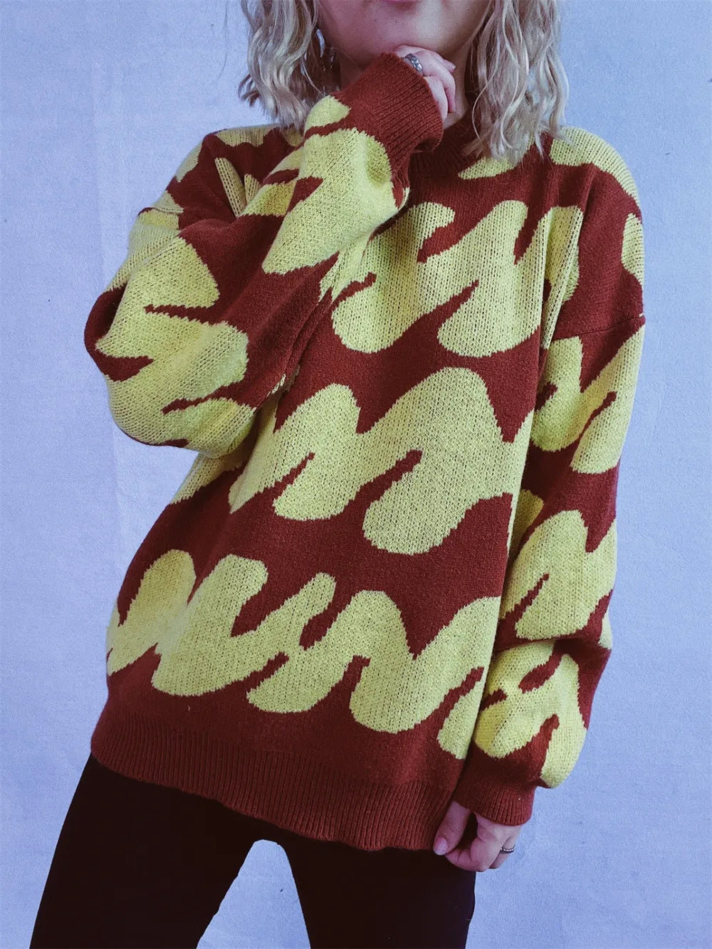 Contrast Round Neck Long Sleeve Sweater - V.I.P Digital Presence