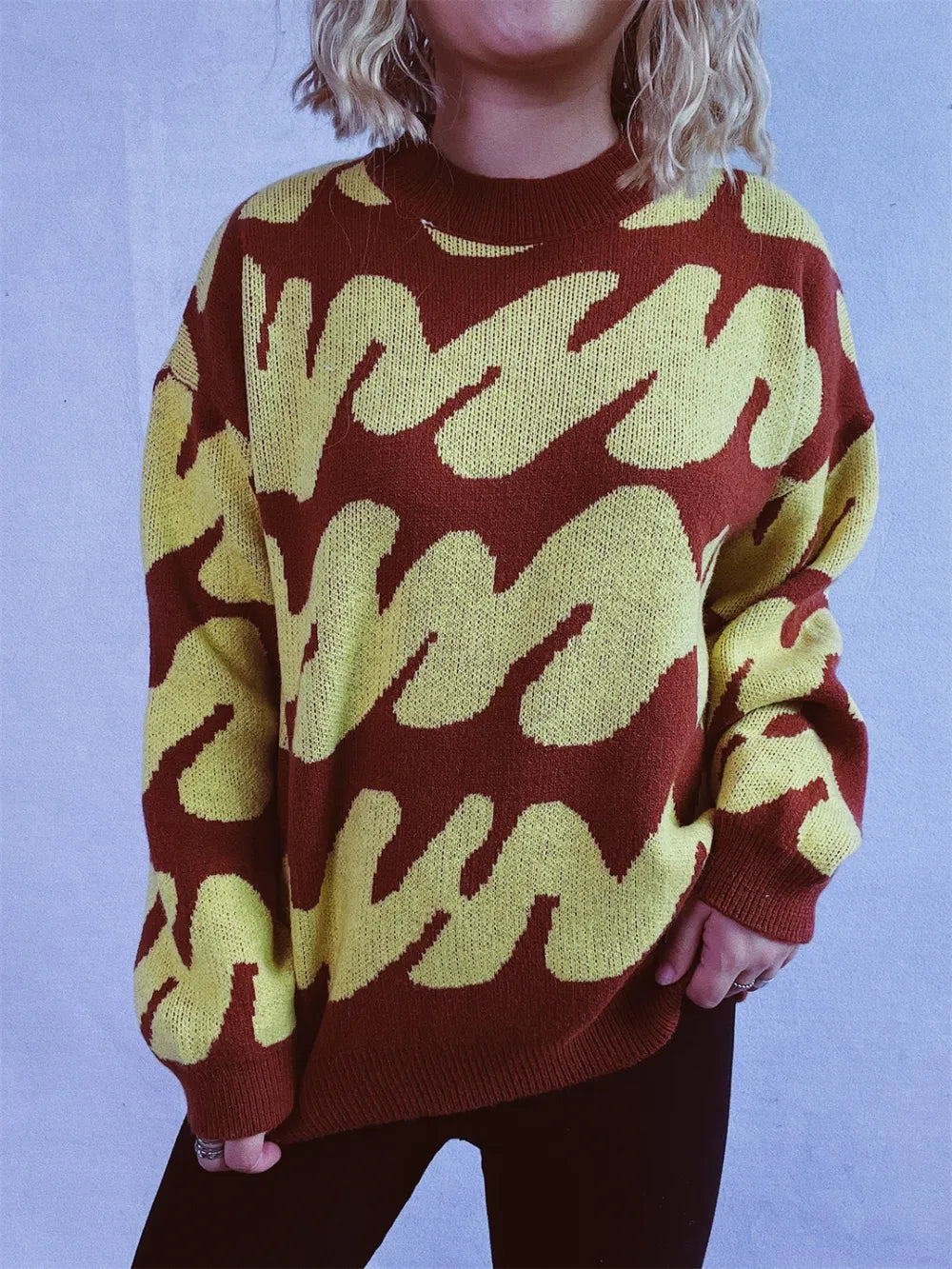 Contrast Round Neck Long Sleeve Sweater - V.I.P Digital Presence