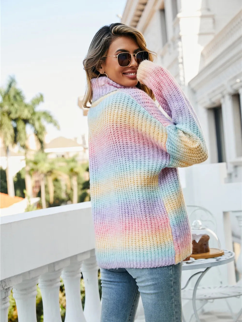 Contrast Turtleneck Dropped Shoulder Sweater - V.I.P Digital Presence