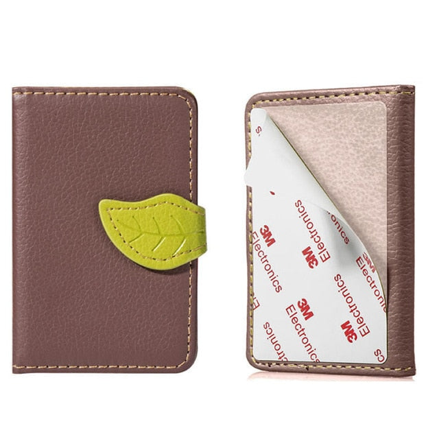 Creative PU leather Phone Wallet Case Women Men Credit Card Holder Pocket Stick 3M Adhesive Fashion Mobile Phone Card Holder - V.I.P Digital Presence
