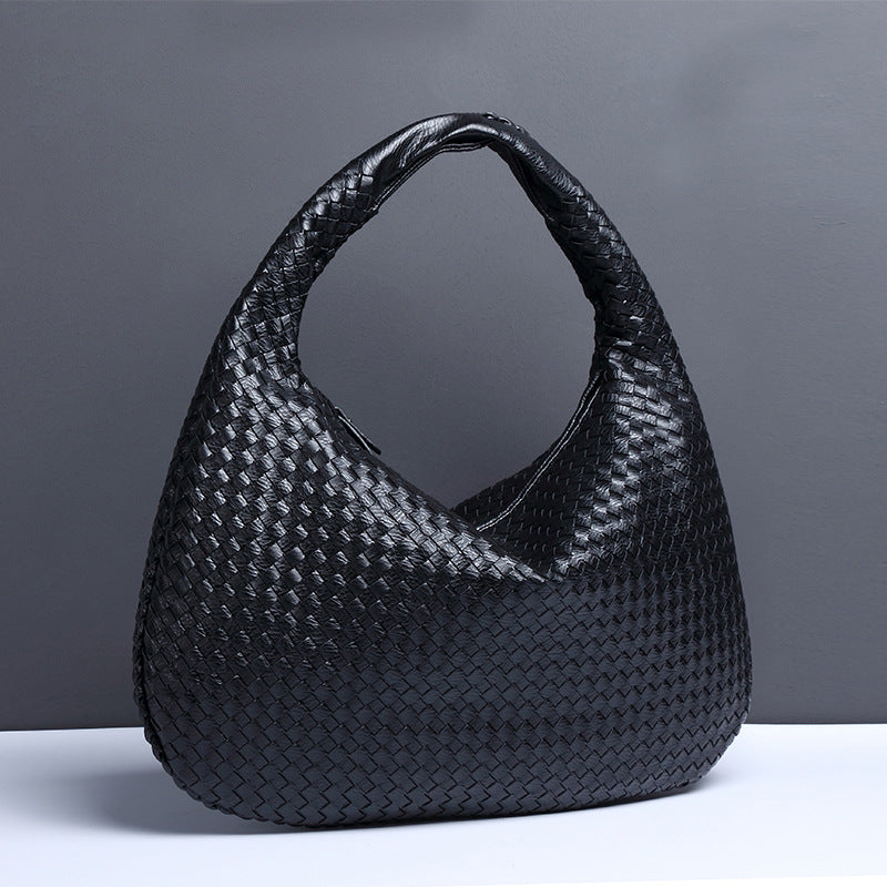 Crescent shaped women's bag hand woven hand-held dumpling bag fashionable single shoulder armpit bag - V.I.P Digital Presence