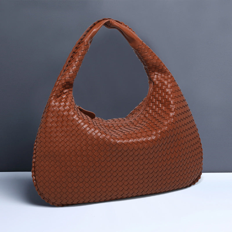 Crescent shaped women's bag hand woven hand-held dumpling bag fashionable single shoulder armpit bag - V.I.P Digital Presence