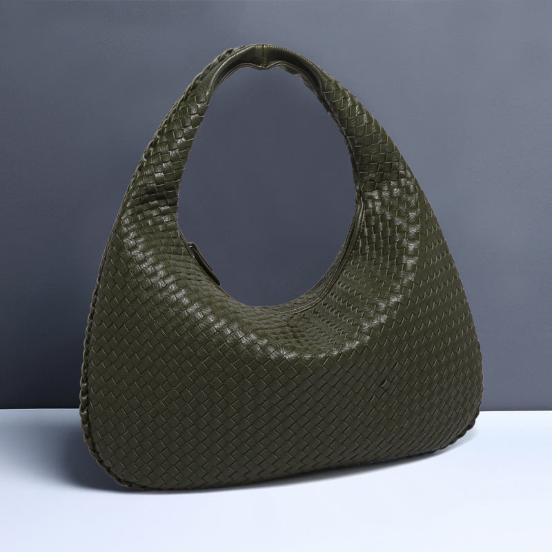 Crescent shaped women's bag hand woven hand-held dumpling bag fashionable single shoulder armpit bag - V.I.P Digital Presence