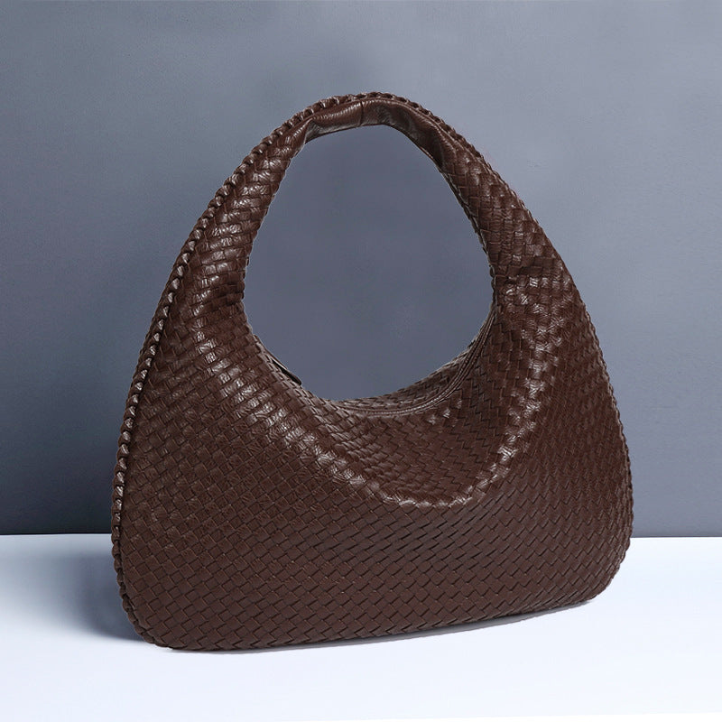 Crescent shaped women's bag hand woven hand-held dumpling bag fashionable single shoulder armpit bag - V.I.P Digital Presence