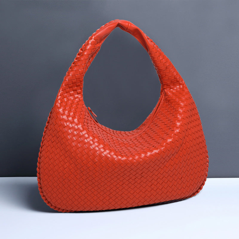 Crescent shaped women's bag hand woven hand-held dumpling bag fashionable single shoulder armpit bag - V.I.P Digital Presence