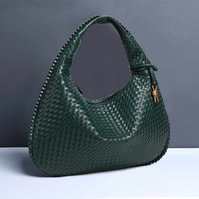 Crescent shaped women's bag hand woven hand-held dumpling bag fashionable single shoulder armpit bag - V.I.P Digital Presence