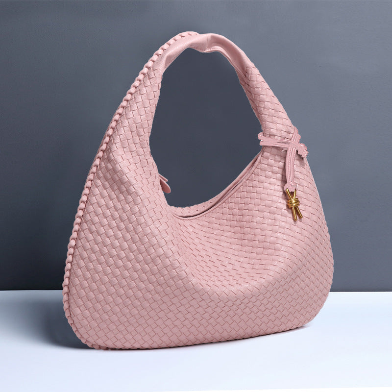 Crescent shaped women's bag hand woven hand-held dumpling bag fashionable single shoulder armpit bag - V.I.P Digital Presence