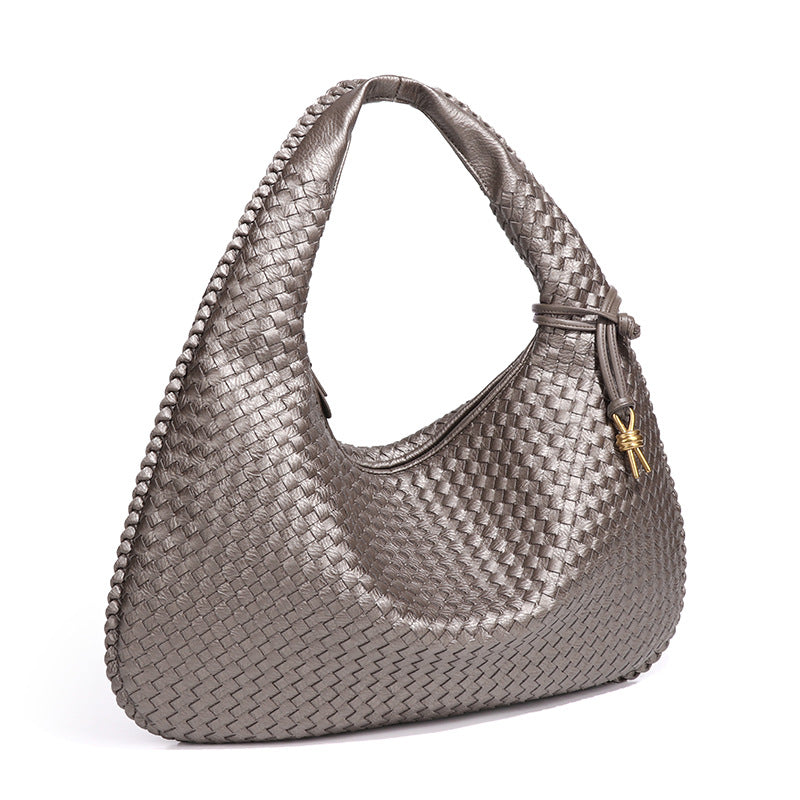 Crescent shaped women's bag hand woven hand-held dumpling bag fashionable single shoulder armpit bag - V.I.P Digital Presence