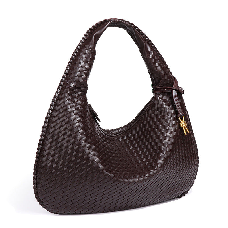 Crescent shaped women's bag hand woven hand-held dumpling bag fashionable single shoulder armpit bag - V.I.P Digital Presence
