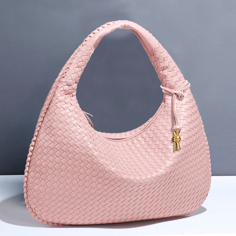 Crescent shaped women's bag hand woven hand-held dumpling bag fashionable single shoulder armpit bag - V.I.P Digital Presence
