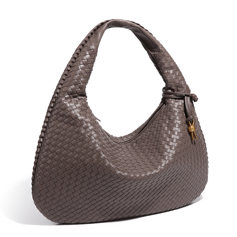 Crescent shaped women's bag hand woven hand-held dumpling bag fashionable single shoulder armpit bag - V.I.P Digital Presence