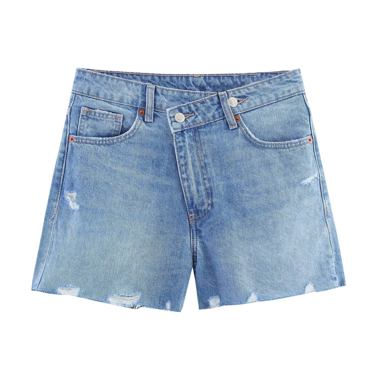 Cross waisted A-line denim straight shorts for women - V.I.P Digital Presence