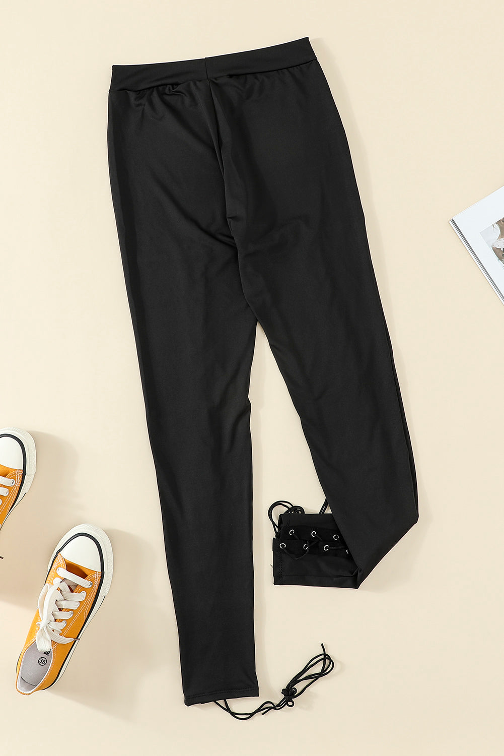 Black Grommet Lace Up Front Leggings - V.I.P Digital Presence