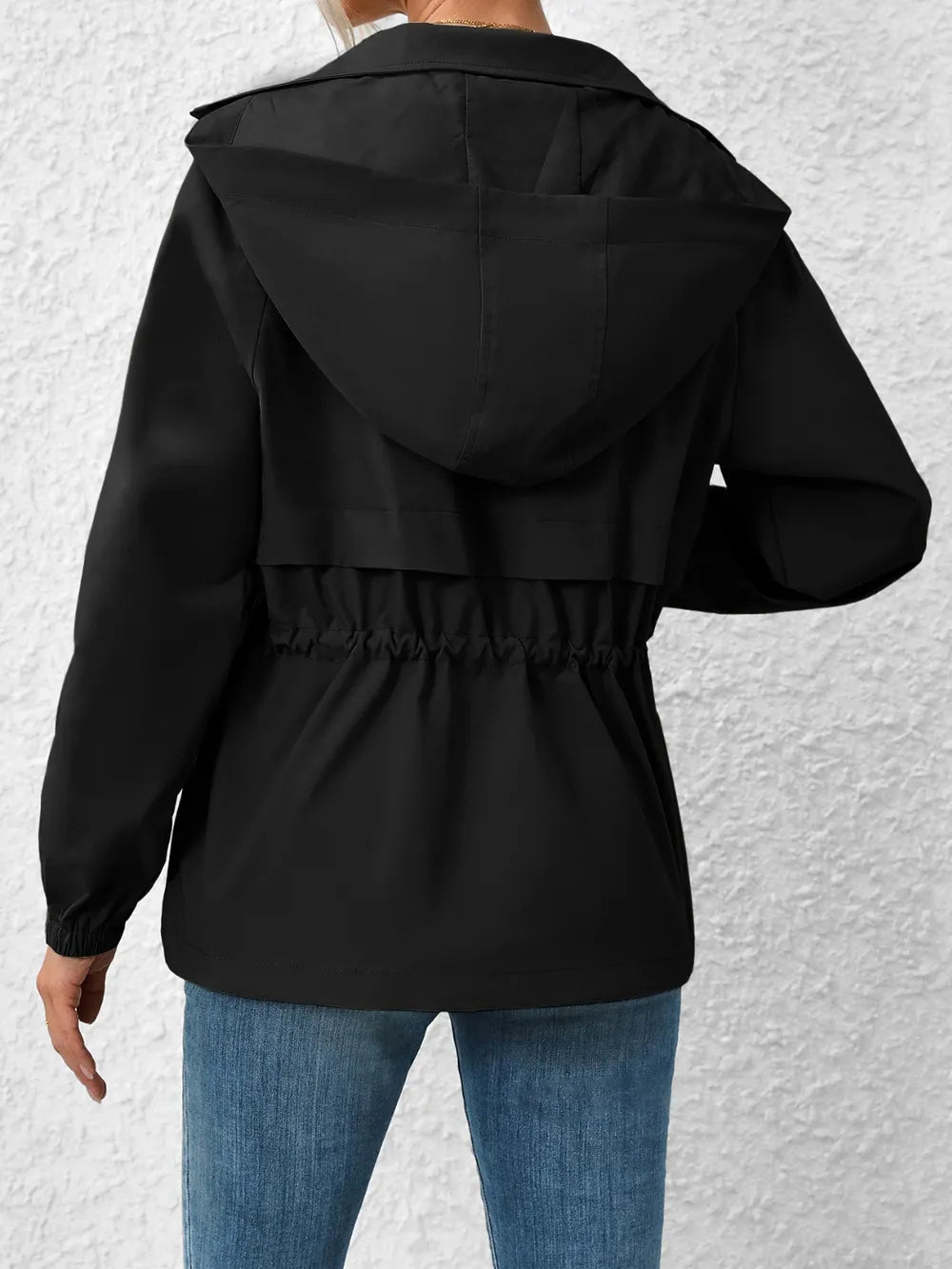 Drawstring Zip Up Hooded Jacket - V.I.P Digital Presence