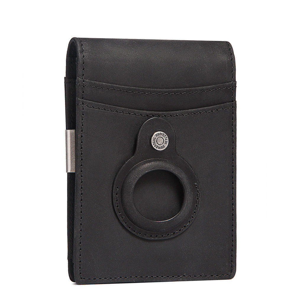 Anti-Magnetic Change Clip Head Layer Cowhide Suitable For Airtag Anti-Lost Device Dollar Clip Leather Men's Wallet - V.I.P Digital Presence