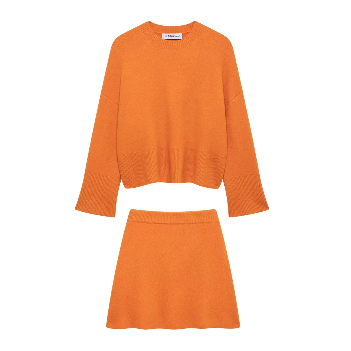European and American women's long sleeved round neck knitted sweater mini skirt set - V.I.P Digital Presence