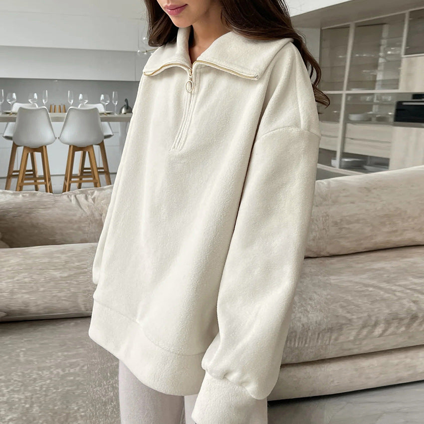 European and American zipper collar top fashionable and versatile sports hoodie - V.I.P Digital Presence