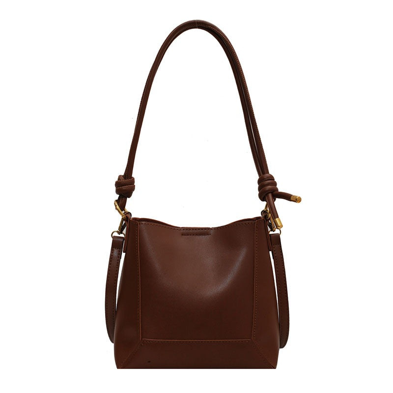 Fashionable Large Capacity Simple One Shoulder Crossbody Bag Retro Texture Bucket Bag Women's Bag - V.I.P Digital Presence