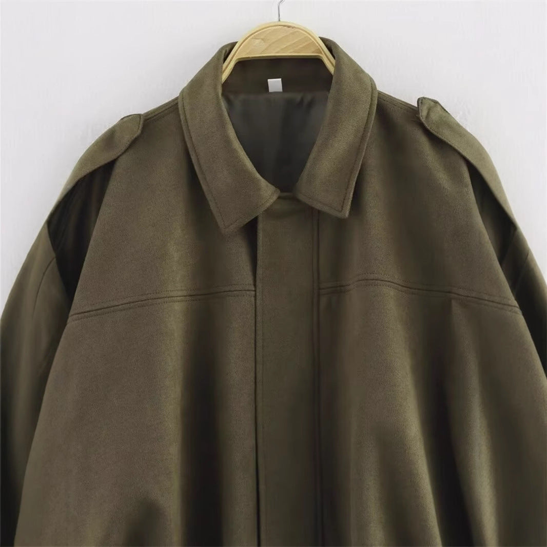 Fashionable lazy suede jacket bomber jacket shorts back skirt jacket set - V.I.P Digital Presence