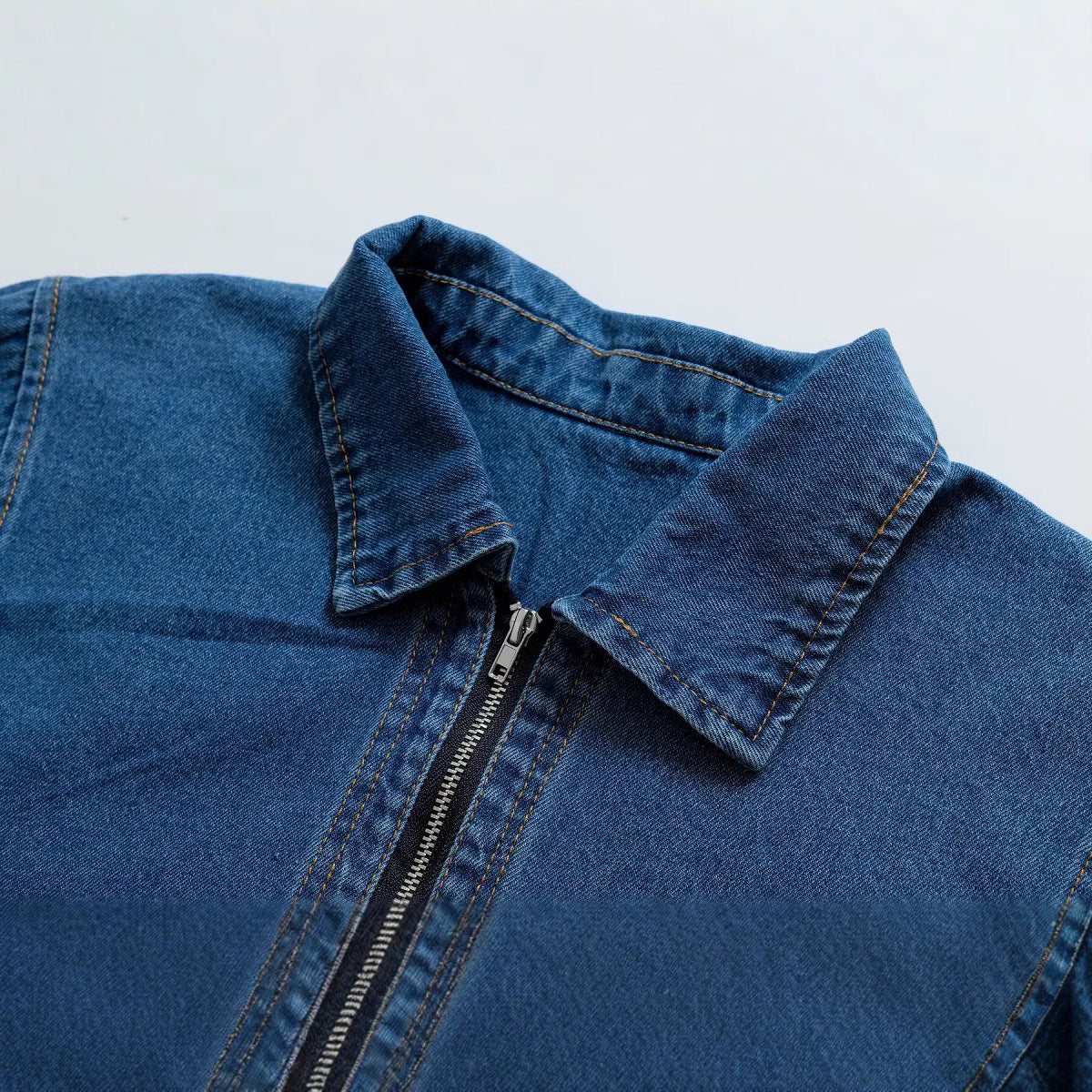 Fashionable retro long sleeved lapel denim shirt top - V.I.P Digital Presence