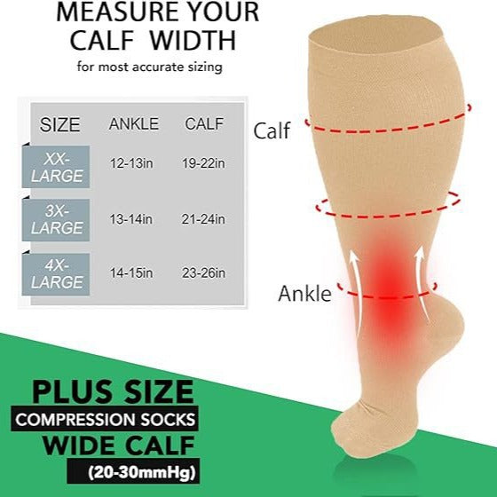 Fat and enlarged black fat compression socks super wide calf and knee length socks men's and women's pressure socks 2XL-7XL - V.I.P Digital Presence