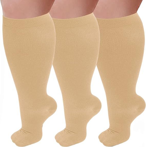 Fat and enlarged black fat compression socks super wide calf and knee length socks men's and women's pressure socks 2XL-7XL - V.I.P Digital Presence